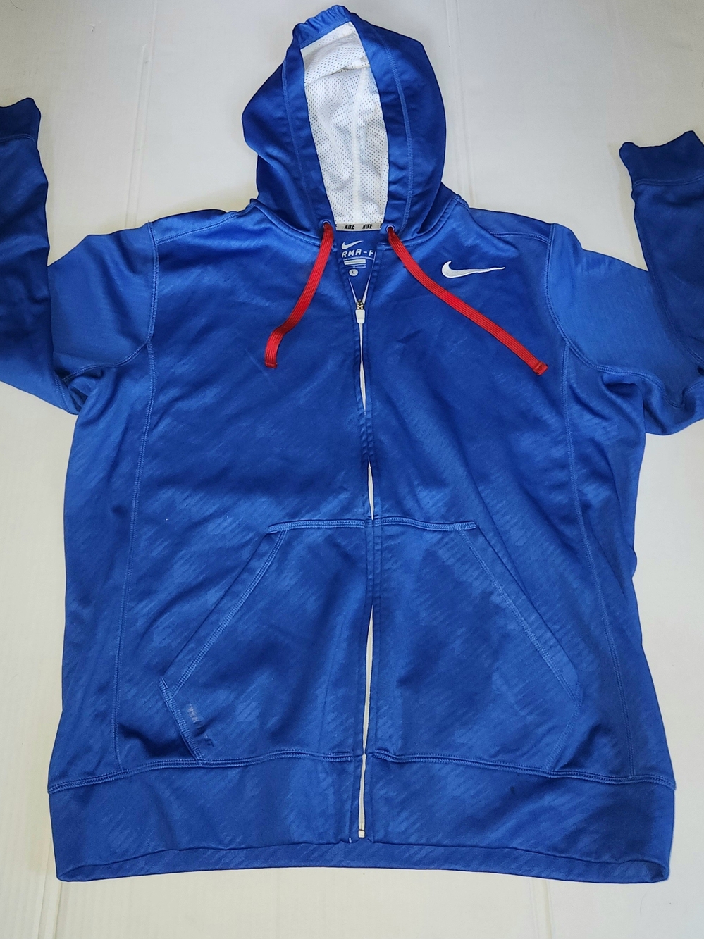 Nike Jacket Mens Large Blue Full Zip Hoodie Therma Fit Geometric